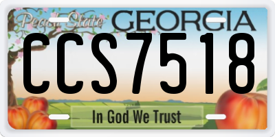 GA license plate CCS7518