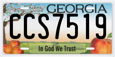 GA license plate CCS7519