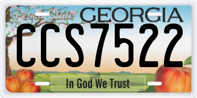 GA license plate CCS7522