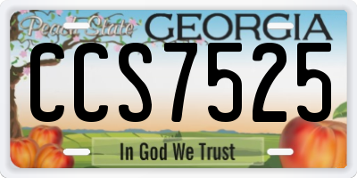 GA license plate CCS7525