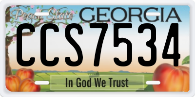 GA license plate CCS7534