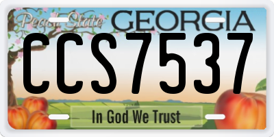 GA license plate CCS7537