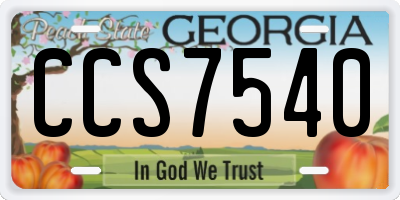 GA license plate CCS7540