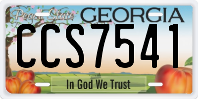 GA license plate CCS7541
