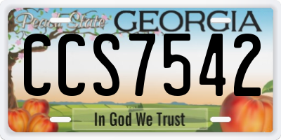 GA license plate CCS7542