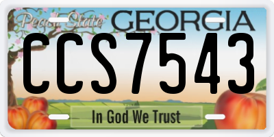 GA license plate CCS7543