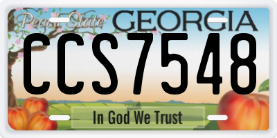 GA license plate CCS7548
