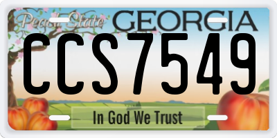 GA license plate CCS7549
