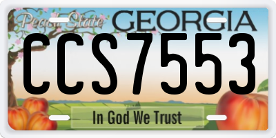 GA license plate CCS7553