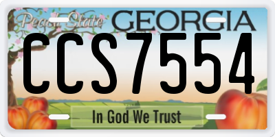 GA license plate CCS7554