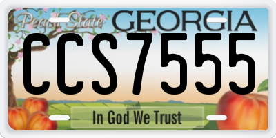 GA license plate CCS7555