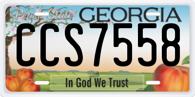 GA license plate CCS7558