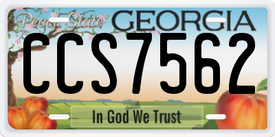 GA license plate CCS7562