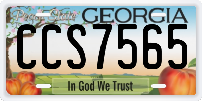 GA license plate CCS7565