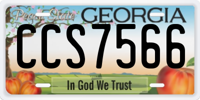 GA license plate CCS7566