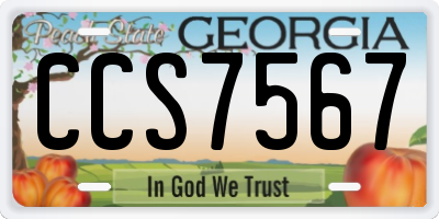 GA license plate CCS7567
