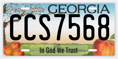 GA license plate CCS7568