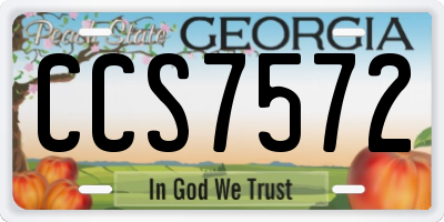 GA license plate CCS7572