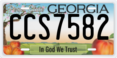 GA license plate CCS7582