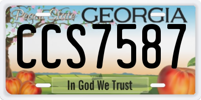 GA license plate CCS7587