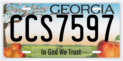 GA license plate CCS7597