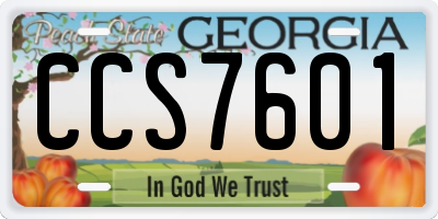 GA license plate CCS7601