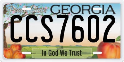 GA license plate CCS7602