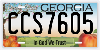 GA license plate CCS7605