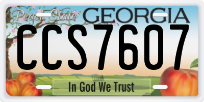 GA license plate CCS7607