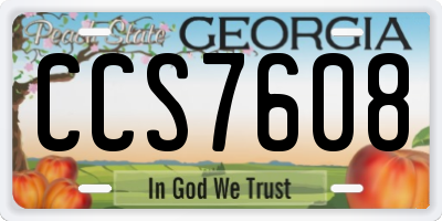 GA license plate CCS7608