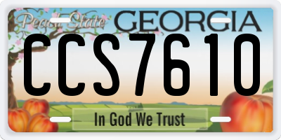 GA license plate CCS7610