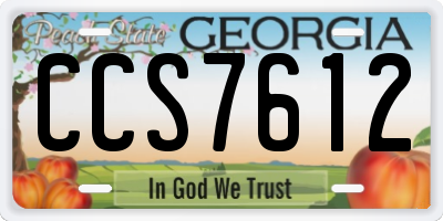 GA license plate CCS7612
