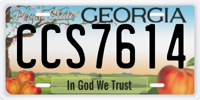 GA license plate CCS7614