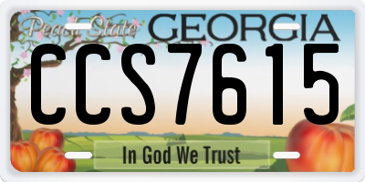 GA license plate CCS7615