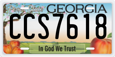 GA license plate CCS7618