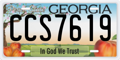 GA license plate CCS7619