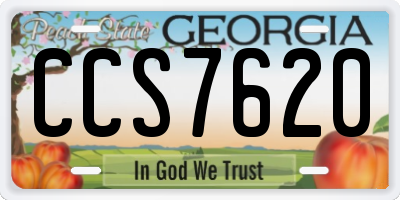 GA license plate CCS7620