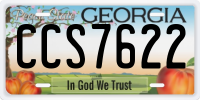 GA license plate CCS7622