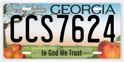 GA license plate CCS7624