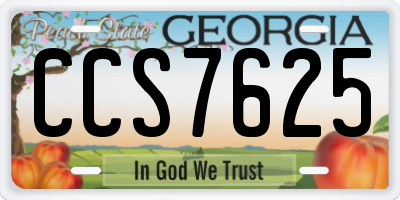 GA license plate CCS7625