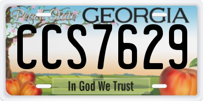 GA license plate CCS7629