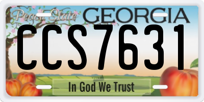 GA license plate CCS7631