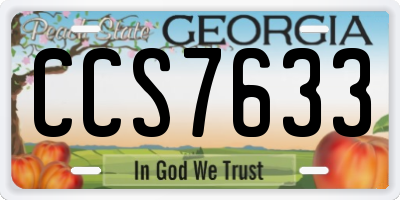 GA license plate CCS7633