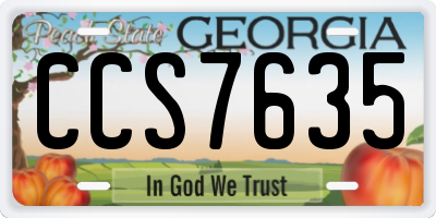 GA license plate CCS7635