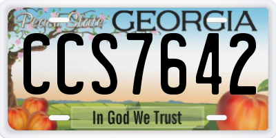 GA license plate CCS7642