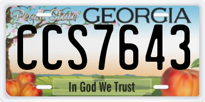GA license plate CCS7643