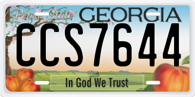 GA license plate CCS7644