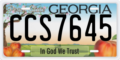 GA license plate CCS7645