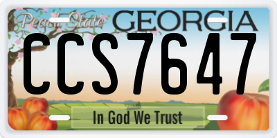 GA license plate CCS7647