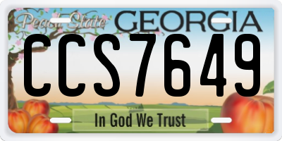 GA license plate CCS7649